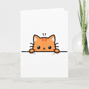 Cartão Gatinho Laranja Fofo Espiando Você Gato Laranja C