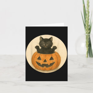 Cartão Gatinho Preto do Dia das Bruxas Adorável e Fofo Ab