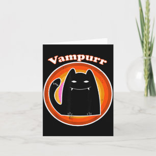 Cartão Gatinho Preto do Halloween Vampiro Drácula Vampurr