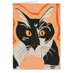 Cartão Gatinho preto e branco