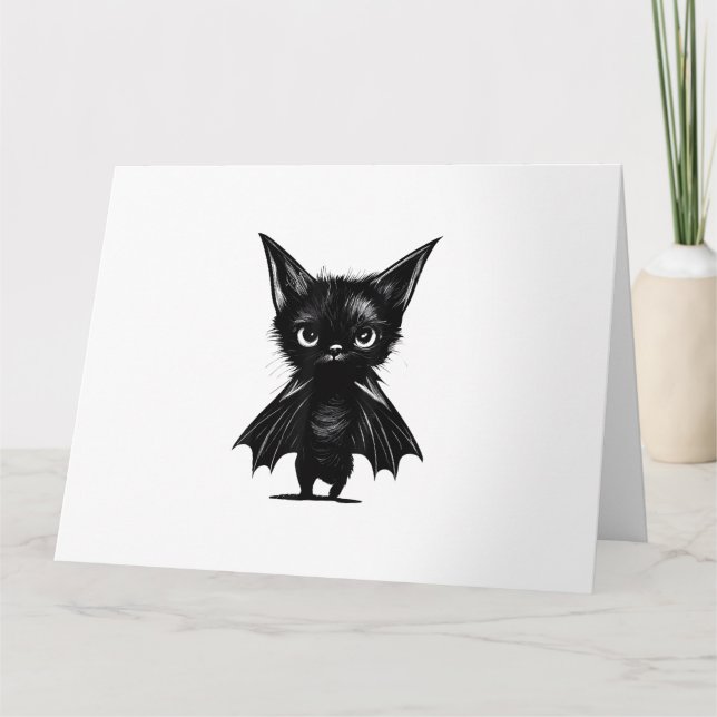 Cartão Gatinho Preto, Grumpy, Do Dia Das Bruxas (Frente)