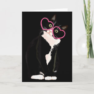 Cartão Gatinho Preto Legal Coração Vermelho Gles Feliz Va