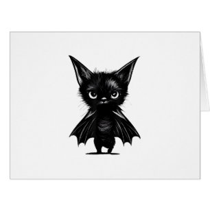 Cartão Gatinho Preto Mal-Humorado de Halloween Fantasia d