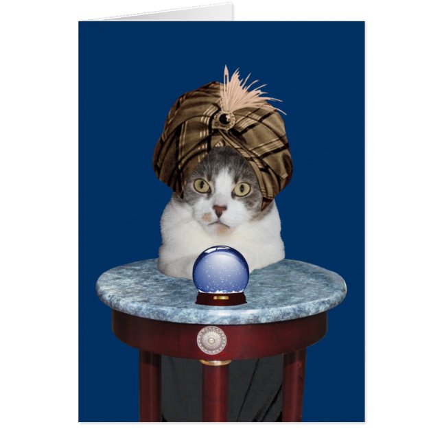 Cartão Gatinho Psicónico Engraçado Pensando Em Você (Frente)