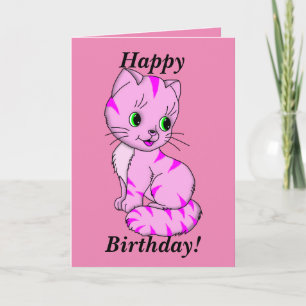 Cartão Gatinho Rosa Bonito