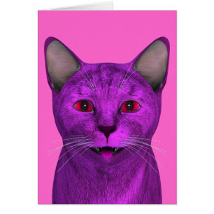 Cartão Gatinho Rosa Púrpura Face