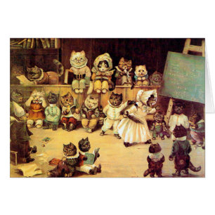 Cartão Gatinhos da escola de um gato, Louis Wain