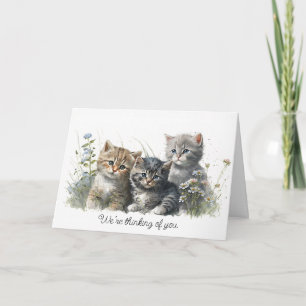 Cartão Gatinhos de Aquarela pensando em você