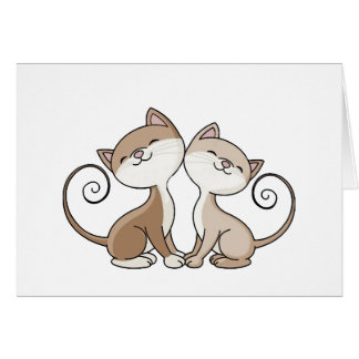 Cartão Gatinhos de BFF com caudas de ondulação