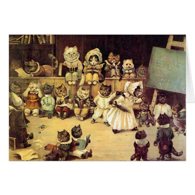 Cartão Gatinhos de uma escola de gatos, Louis Wain (Frente Horizontal)