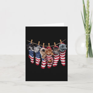 Cartão Gatinhos Patrióticos Em Meias Da Bandeira American