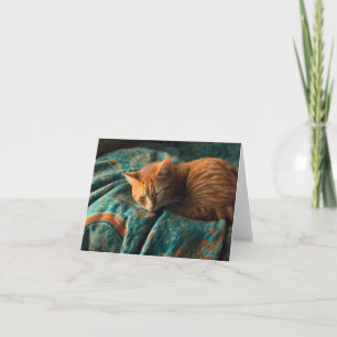 Cartão Gato Adorável na cama a toda a hora