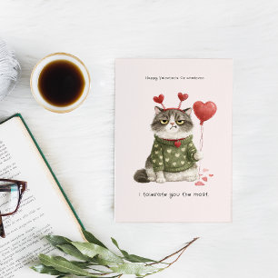 Cartão Gato Anti-Valentine Engraçado   Eu Tolero Você Mai