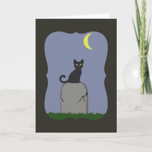 Cartão Gato Assustador de Halloween
