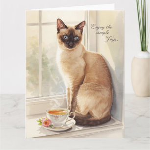 Cartão Gato bebendo chá para Feliz aposentadoria gata Mam