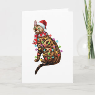 Cartão Gato Bengal Fofo Presentes Divertidos de Natal