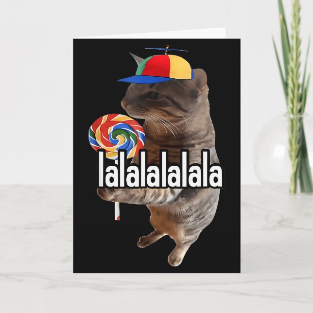 Cartão Gato Bobo Com Meme de Pirulito  (Frente)