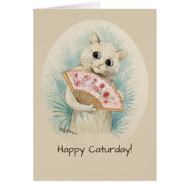 Cartão Gato branco com um ventilador CC0134 Louis Wain (Frente)