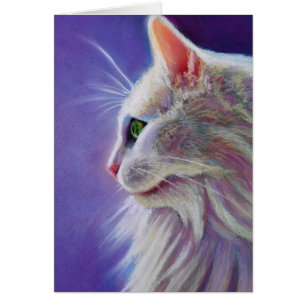 Cartão Gato Branco em Perfil