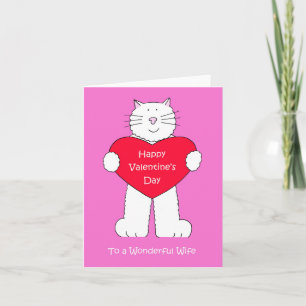 Cartão Gato Branco feliz dia de os namorados de Cartoon d