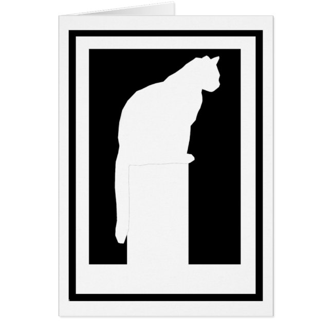 Cartão Gato branco quadro da silhueta (Frente)