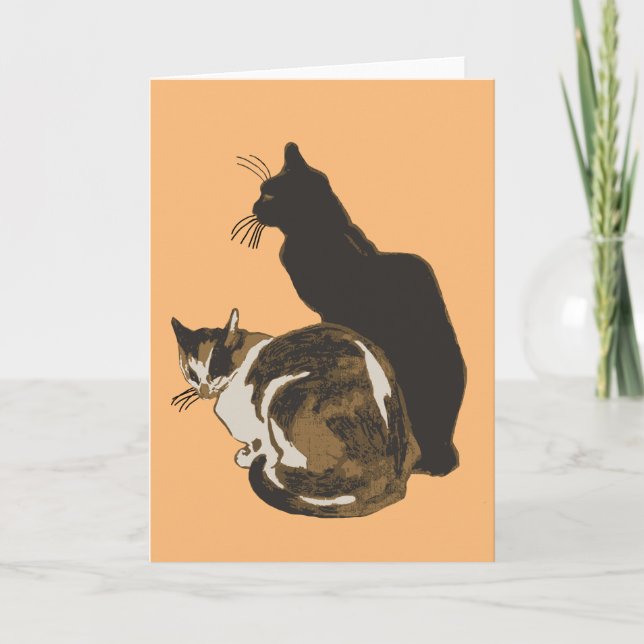 Cartão Gato Calico E Gato Preto Recortado (Frente)