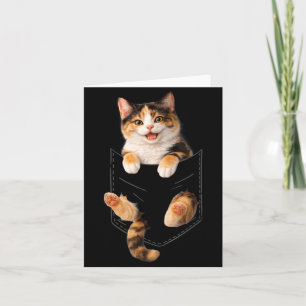 Cartão Gato Calico Fofo no Bolso, Kitty Divertido Amante