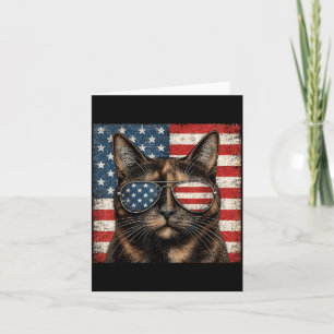 Cartão Gato Casca de Tartaruga 4 de Julho Bandeira Americ