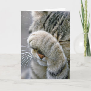 Cartão Gato Cinza Tabby de Aniversário Envelhecendo Humor