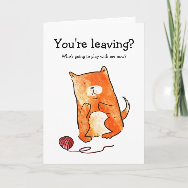 Cartão Gato com carta de saída de lã (Frente)