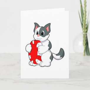 Cartão Gato com ficha de pôquer