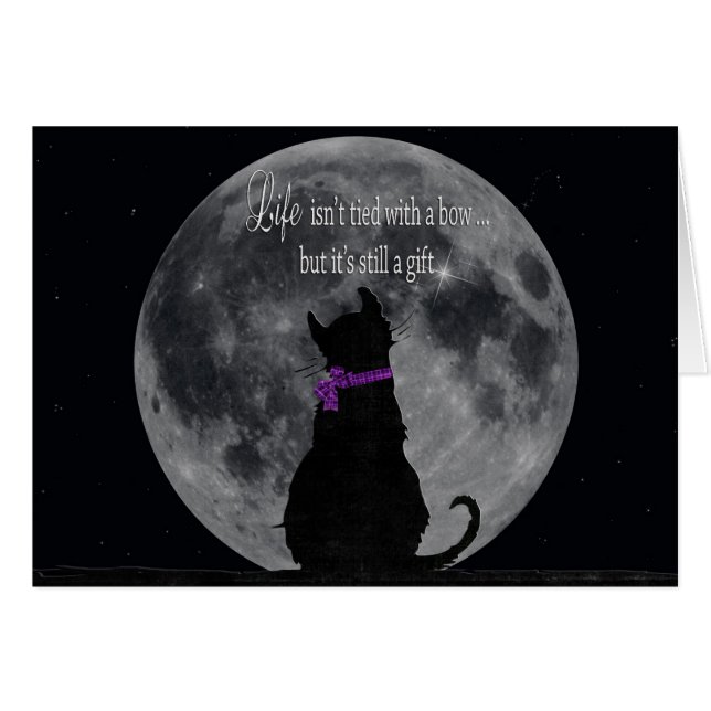 Cartão Gato com Lua (Frente horizontal)