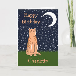 Cartão Gato com Lua e Estrelas