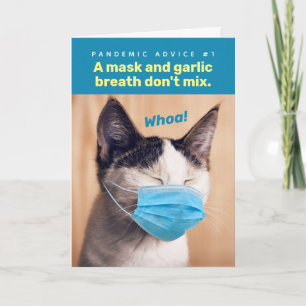 Cartão Gato com máscara - Máscaras e mau hálito Não m
