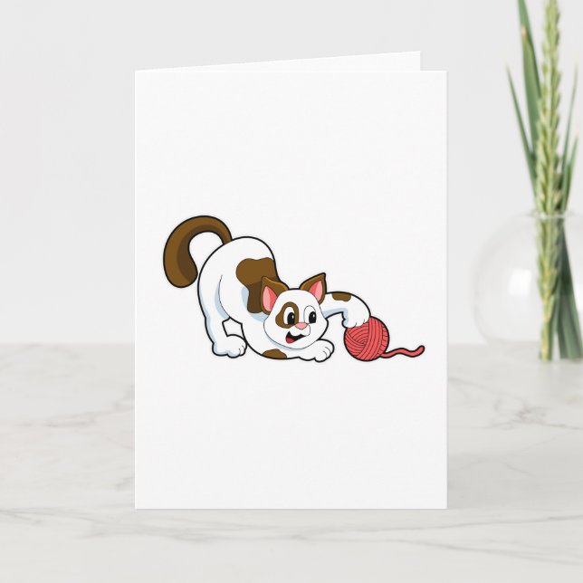 Cartão Gato com novelo de lã (Frente)