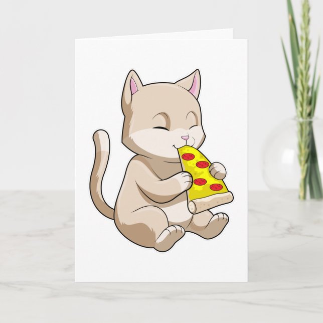 Cartão Gato com Pizza (Frente)