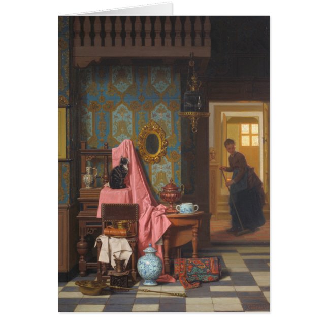 Cartão Gato com um Birdcage (Frente)