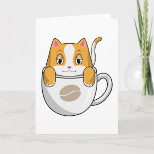 Cartão Gato com Xícara de Café