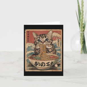 Cartão Gato Comendo Ramen Noodles Kawaii Anime Manga Japa
