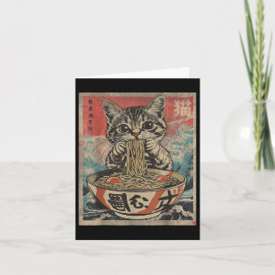 Cartão Gato Comendo Ramen Noodles Kawaii Anime Manga Japa