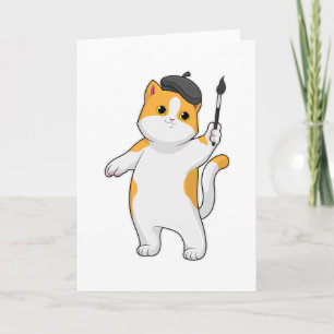 Cartão Gato como Pintor com Pintor