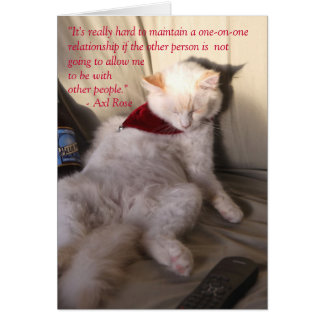 Cartão Gato como Rosa Axl sobre monogamia: