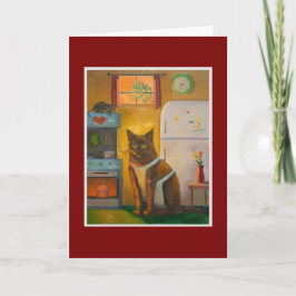 Cartão Gato cozinhando Muffin em Cozinha de Algodão