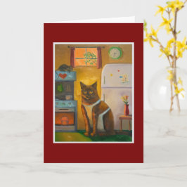 Cartão Gato cozinhando Muffin em Cozinha de Algodão
