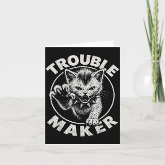Cartão Gato Criador de Problemas Engraçado Mão de Rock Re