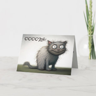 Cartão Gato Culpado Editável Perdeu o Aniversário