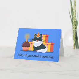 Cartão Gato, Cupcake, Apresente Aniversário