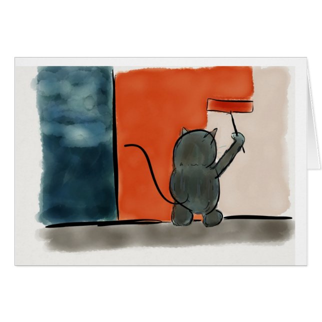 Cartão Gato da pintura (Frente horizontal)