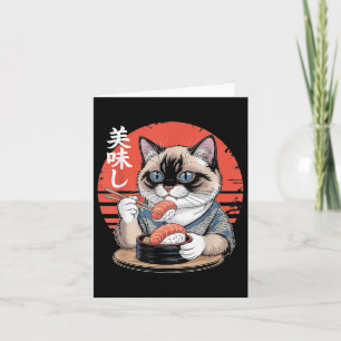Cartão Gato de Animação Sushi Kawaii Gato Siamês