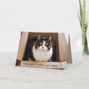Cartão Gato de Aniversário em Caixa de Papelão